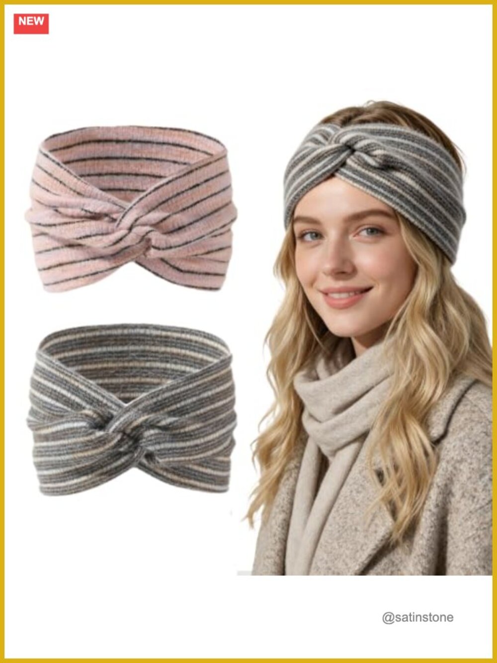 Extra Wide Knotted Knitted Headband Soft Stretchy Ear Warmer Women's Winter